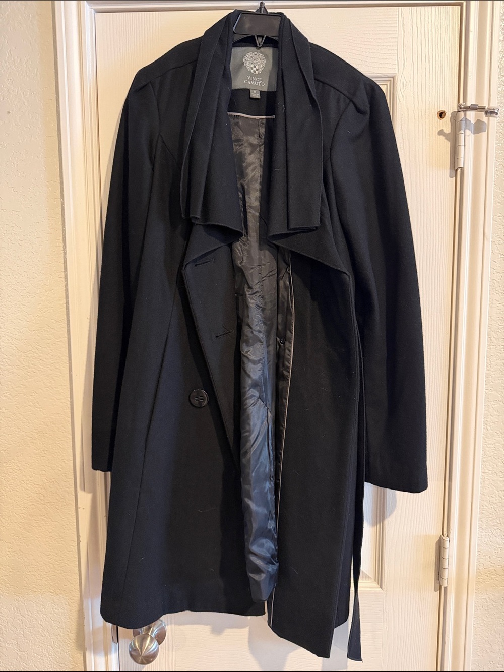 Vince Camuto Black Waterfall Trench Coat